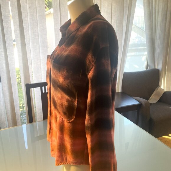 Rails Pink, Black, & Brown Gradient Plaid Flannel Shirt Long Sleeved Size Small - Picture 2 of 5